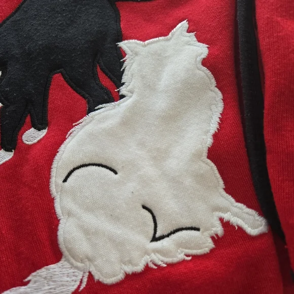 Vintage Blair Cat Vest Red Fleece Size XL Buttons Tuxedo Black Cat Lightweight - Picture 13 of 16